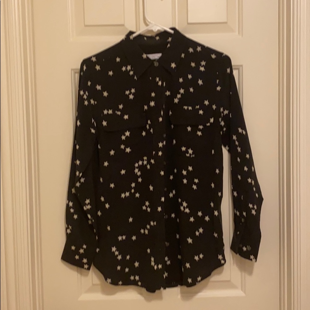 Equipment black silk blouse, XS